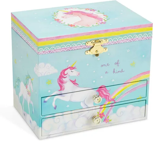 Miniatura 2 de Jewelkeeper Caja de música de unicornio y juego de joyas para niñas pequeñas 3 regalos de unicornio para niñas joyero para niñas cajas de música