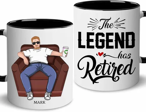 Miniatura 7 de WHIDOBE Taza de jubilación personalizada con texto en inglés "The Legend Has Retirement", taza para mujeres, hombres, papá, mamá, calendario