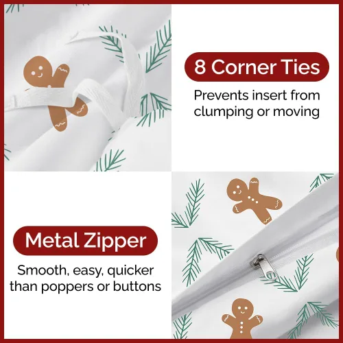 Miniatura 4 de Juego de funda de edredón de Navidad tamaño individual, funda de edredón extra suave con 1 funda de almohada, ropa de cama navideña con cierres