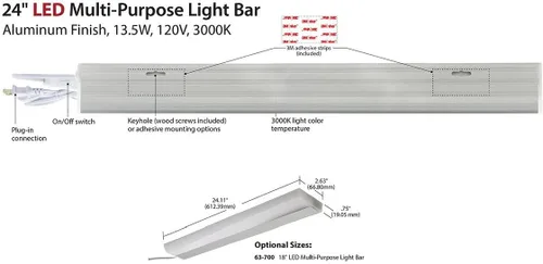 Miniatura 2 de Satco Barra de luz LED 63/701 para debajo del gabinete, 3000K, 24 pulgadas