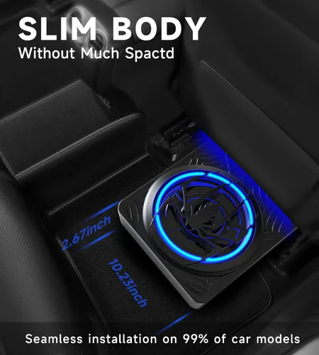 Miniatura 3 de Subwoofer de 1200W, paquete de subwoofer y amplificador delgado para debajo del asiento del automóvil con luz ambiental, control individual