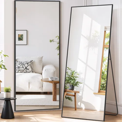 Miniatura 10 de Espejo de cuerpo completo de 71 x 26 pulgadas, espejo de cuerpo completo arqueado montado en la pared, espejos inclinados con soporte, marco