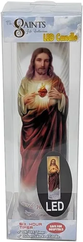 Miniatura 3 de Vela LED de oración de devoción sin llama Sagrado Corazón de Jesús