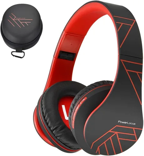 Miniatura 13 de PowerLocus - Audífonos Bluetooth sobre las orejas, auriculares inalámbricos plegables estéreo con cable y sin cable con micrófono incorporado, Micro
