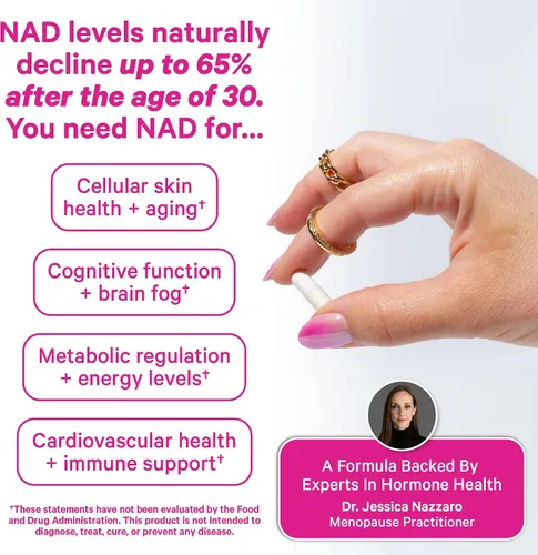 Miniatura 3 de Pink Stork NAD+ Suplemento para mujeres mayores de 30, 30 cápsulas 500 mg Nicotinamide Riboside NR, Clinically Studied Pure NMN Powder, Brain