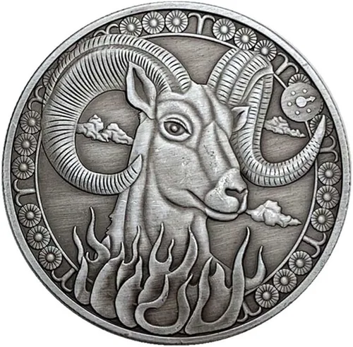 Miniatura 17 de Aomcisi Moneda creativa de doce constelaciones del zodiaco, monedas conmemorativas de plata antigua, decoración del hogar, manualidades, colección