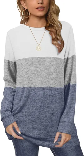 Miniatura 3 de OFEEFAN Sudaderas para mujer, cuello redondo, manga larga, lisas, a la moda, casuales