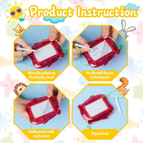 Miniatura 3 de Outus 24 Piezas Mini Tableros Magnéticos de Dibujo, Tablero de Garabato para Niños, Llavero con Clip para Mochila, Tablero de Dibujo Borrable