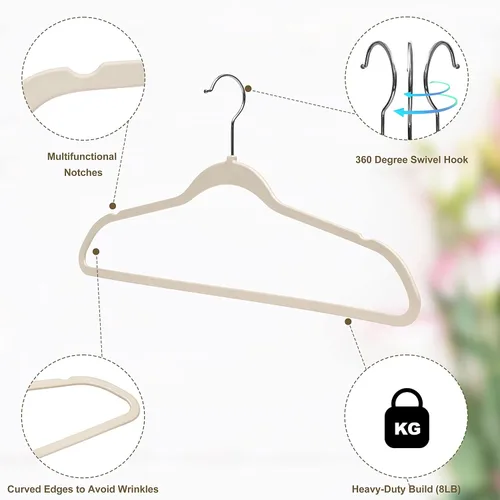 Miniatura 5 de Quality Hangers Paquete de múltiples perchas de plástico delgadas para ropa, perchas resistentes sin terciopelo rosa con gancho cromado giratorio