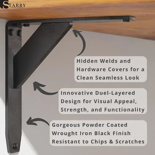 Miniatura 34 de Starby Charleston Soportes de acero resistente para repisa de chimenea, estante flotante, soporte de encimera, soldado a mano (paquete de 2)