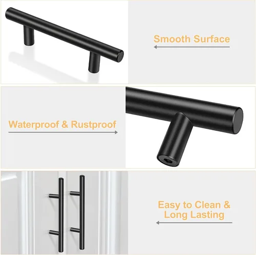Miniatura 3 de Paquete de 30 manijas de gabinete de 5 pulgadas, color negro mate, manijas de cajón de acero inoxidable para herrajes de gabinete de cocina, centros