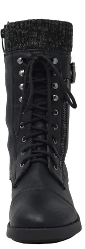 Miniatura 6 de DREAM PAIRS Botas militares de invierno con cordones de media pantorrilla para mujer