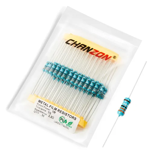 Miniatura 21 de Chanzon 50 piezas 1 W 10 Ω ohm Resistencia de película metálica fija de tolerancia 0.01 ±1% 10R MF Resistencias de agujero pasante con limitación