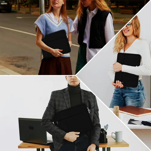 Miniatura 7 de Funda para laptop de 14 pulgadas, estuche delgado para portátil de viaje con bolsillo con cremallera, estuche de transporte protector y a prueba