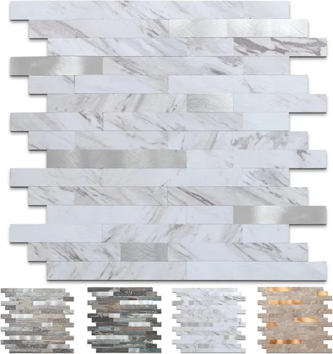 Miniatura 10 de Midcard 10 hojas de azulejos de pared adhesivo para salpicaduras de PVC, para salpicaduras de cocina.. Rectangular Marrón Oscuro