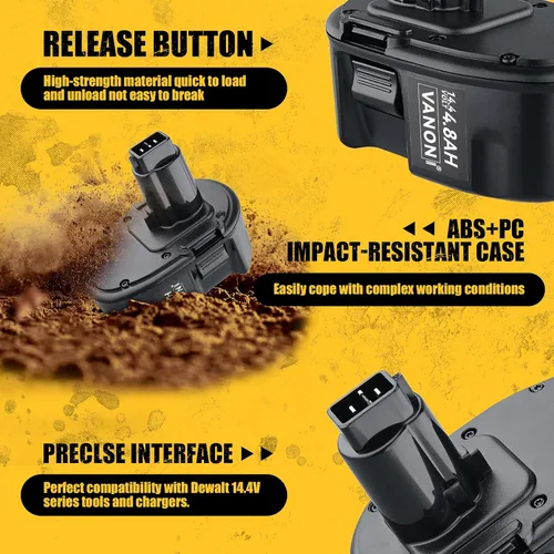 Miniatura 3 de VANON DC9091 4.8Ah Ni-MH Reemplazo para batería Dewalt 14.4V compatible con Dewalt Battery XRP DC9091 DW9091 DW9094 DE9091 DE9092 DE9038 y 14.4V