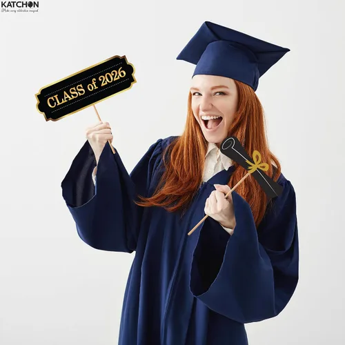 Miniatura 8 de KatchOn, Accesorios para cabina de fotos de graduación – Paquete de 40 Accesorios de fotos de graduación negro y dorado, decoraciones