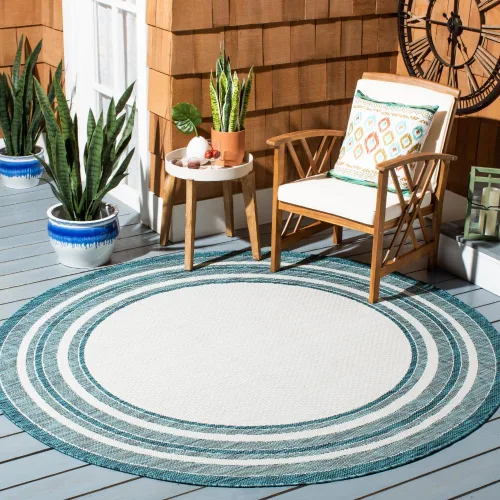 Miniatura 31 de SAFAVIEH Alfombra lavable al aire libre Courtyard Collection – 4' x 5'7", beige oscuro y beige, no desprende pelusa y fácil de limpiar, ideal