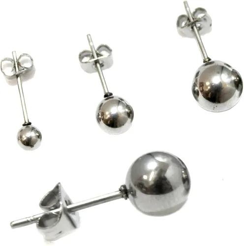 Miniatura 2 de Paialco - Pendientes de tuerca redondos pulidos para mujer