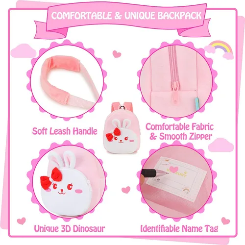 Miniatura 4 de Mochila pequeña de felpa con correa para el pecho para niños pequeños y niñas con correa para el pecho