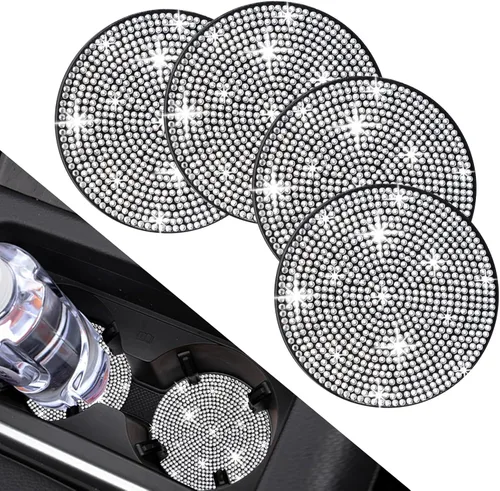 Miniatura 8 de COCASES - Posavasos para automóvil, paquete de 4 posavasos universales para automóvil, posavasos de diamantes de imitación de cristal