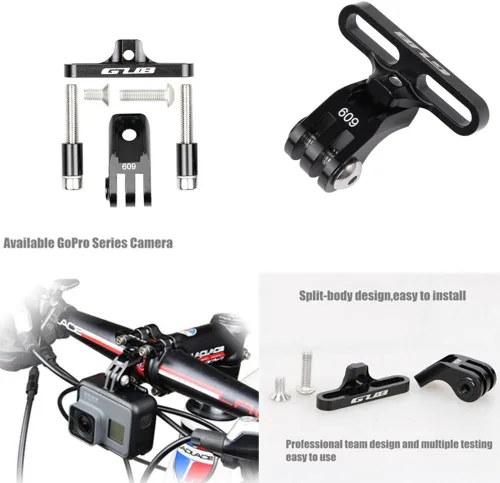 Miniatura 5 de GUB Soporte para cámara de bicicleta, soporte de cámara frontal de aluminio para GoPro Garmin, Xiaomi SJCAM (Negro09)