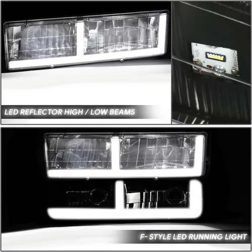 Miniatura 3 de DNA MOTORING Faro LED DRL estilo F, señal de parachoques, juego de lámparas de esquina compatible con Chevy C/K1500-3500 88-93, negro/ámbar