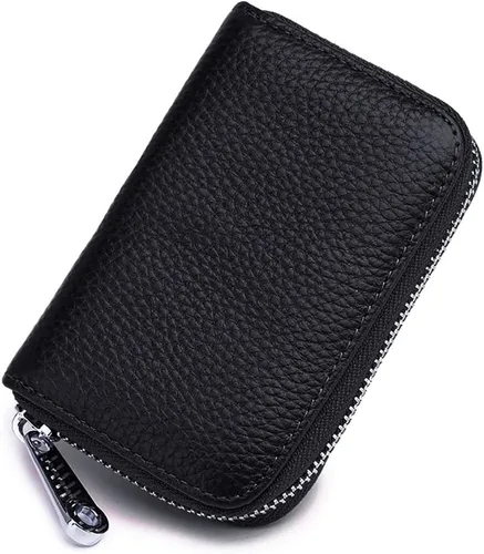 Miniatura 2 de EASTNIGHTS Cartera de cuero genuino para tarjetas de crédito RFID con cremallera