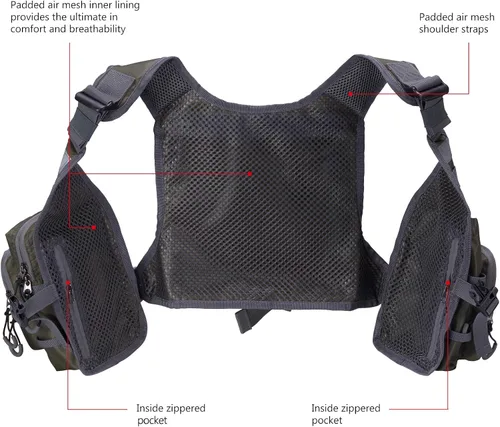 Miniatura 5 de BASSDASH FV08 Chaleco ultraligero de pesca con mosca para hombres y mujeres Paquete de pecho portátil Talla única para la mayoría