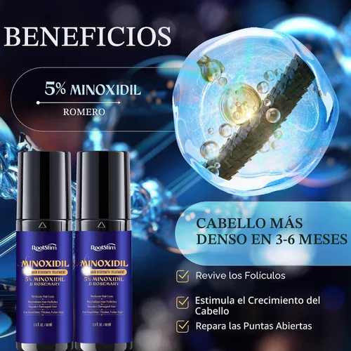 Miniatura 3 de Crecimiento del cabello de minoxidil al 5% para hombres y mujeres: paquete de 2 sueros de tratamiento de pérdida de cabello con minoxidil extra