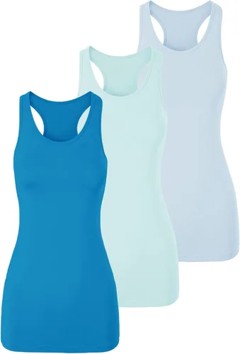 Miniatura 17 de TAIPOVE Camisetas largas sin mangas para mujer de algodón para capas con espalda cruzada extra largas para ropa deportiva, paquete de 3
