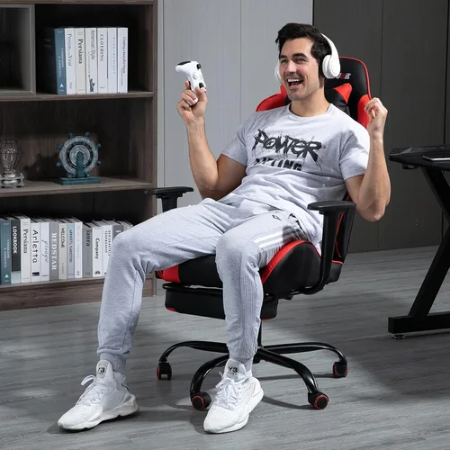 Miniatura 7 de Silla de masaje para juegos con reposapiés, silla de carreras de video, silla de computadora con respaldo alto, silla de computadora reclinable