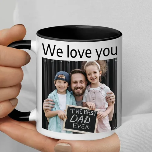 Miniatura 8 de OELTTG Tazas de café novedosas, taza personalizada con nombre y logotipo de texto fotográfico, taza personalizada de 11 onzas en ambos lados, Negro