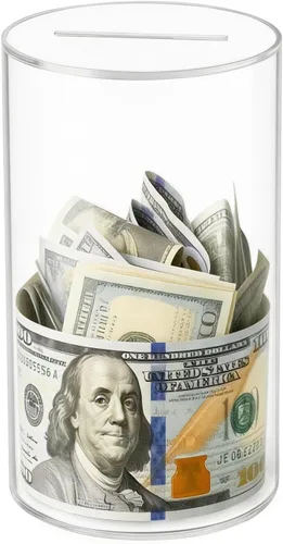 Miniatura 13 de Alcancía transparente para adultos/niños, caja de dinero de acrílico que no se puede abrir para ahorrar dinero en efectivo y monedas, debe romperse