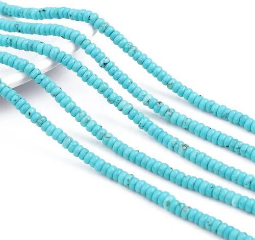 Miniatura 6 de BEADIA Abalorios separadores naturales de turquesa azul 4mmx2mm 38cm para hacer joyas con cuentas 4mmx2mm 38cm Azul turquesa