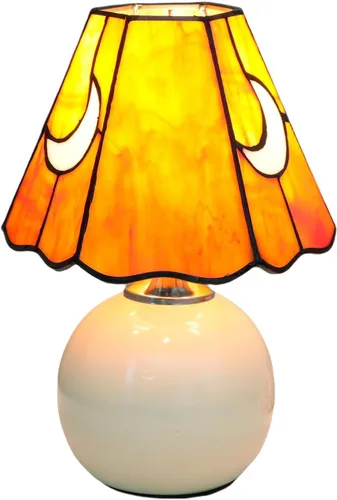 Miniatura 12 de Lámpara de mesa de noche de luna de cristal de cristal, lámpara de mesita de noche estilo Tiffany con bombilla E26, lámpara de acento pequeña rosa