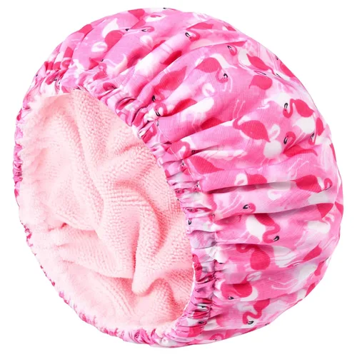 Miniatura 19 de Gorro de ducha para mujer, gorro de baño negro, reversible, grande, impermeable, ajustable, forro de rizo y banda elástica, dobladillo elástico