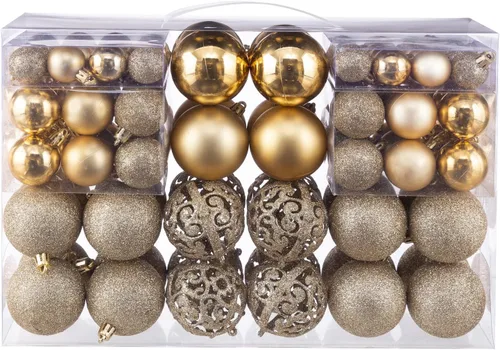 Miniatura 11 de NJN 100 piezas de juego de adornos de bolas de Navidad, adornos verde manzana para decoración de árbol de Navidad, adornos colgantes de plástico