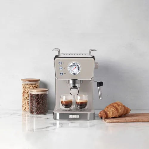 Miniatura 9 de HADEN Barista Brew - Cafetera de café expreso, de acero inoxidable con espumador de leche y vaporizador y tanque de agua de 1.5 L, masilla y cobre