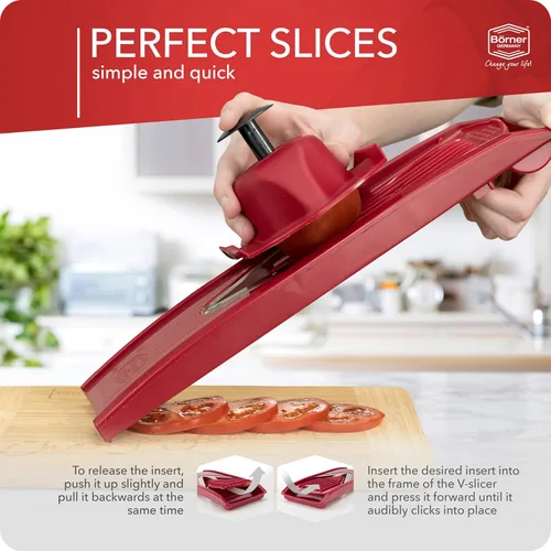 Miniatura 6 de BORNER V Mandoline Slicer Kitchen V1 ClassicLine Starter Set Börner - Calidad fabricada en Alemania, color: rojo