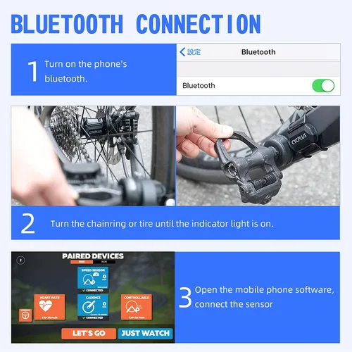 Miniatura 7 de CYCPLUS Sensor de velocidad y cadencia de ciclismo Bluetooth y ANT+ Sensor inalámbrico de cadencia de bicicleta Velocidad IP67 impermeable