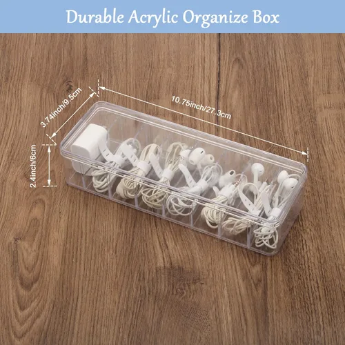 Miniatura 3 de Caja organizadora de cables, caja de almacenamiento de plástico, caja organizadora de cables de alimentación con 10 lazos de goma para oficina