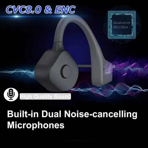 Miniatura 4 de Auriculares de conducción ósea impermeables Bluetooth 5.2 Auriculares deportivos inalámbricos con doble cancelación de ruido, auriculares de Azul