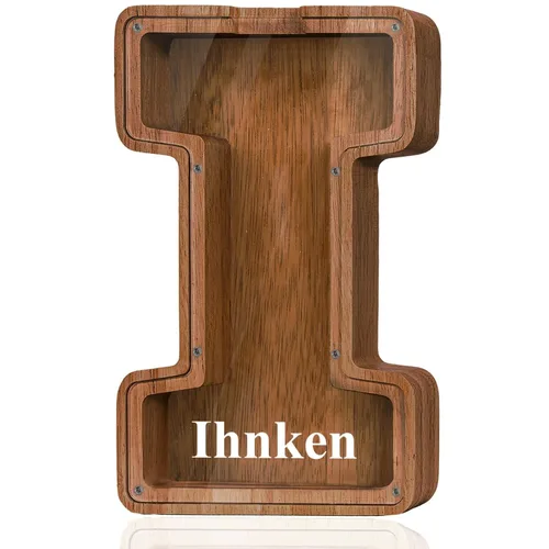 Miniatura 83 de Alcancía de madera grande personalizada con letras – Alcancía de letras para niños y niñas, regalo de cumpleaños (A)