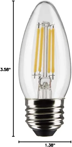 Miniatura 9 de Satco S21284 B11 - Bombilla LED de filamento para vela, acabado transparente, 4 W, 120 V, 2700 K, blanco cálido, 350 lúmenes, base media E26