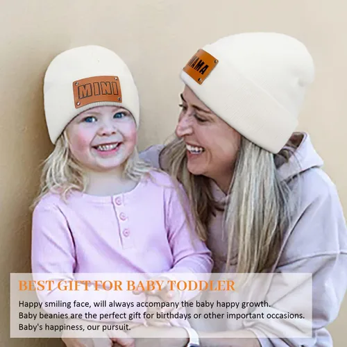 Miniatura 8 de Gorro para padres e hijos,Madre y bebé hija/hijo gorro de punto cálido de invierno,Gorro suave para niños
