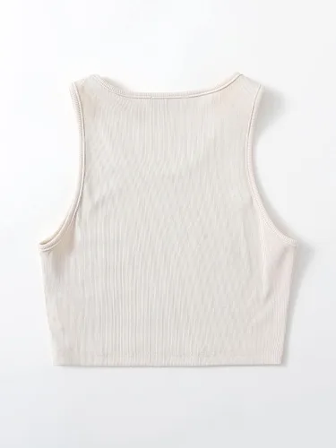 Miniatura 2 de SOLY HUX Camiseta corta sin mangas con estampado de letras casuales para mujer