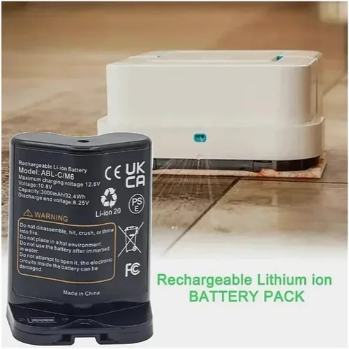 Miniatura 3 de Batería recargable de iones de litio de 10.8 V 3000 mAh compatible con iRobot Braava Jet M6 Pack Ultimate Robot Mop modelo ABL-C/M6 (3200 mAh)