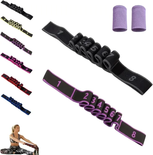 Miniatura 19 de Banda de resistencia de fitness para estiramiento y yoga, ejercicio de tirador de moda, banda elástica multifunción de resistencia de yoga
