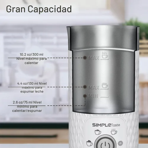 Miniatura 4 de SIMPLETASTE Espumador de leche, vaporizador eléctrico 4 en 1, máquina automática de espuma caliente y fría y calentador de leche para café